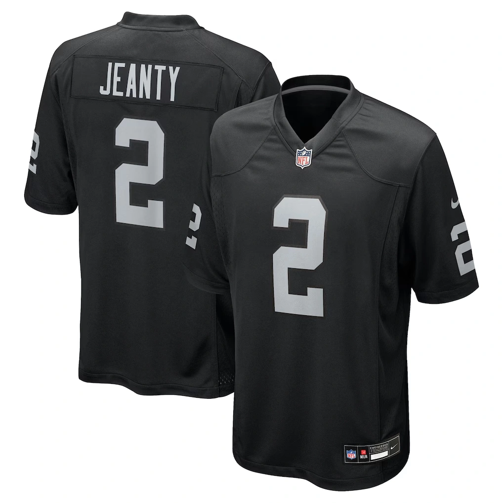 Men's Las Vegas Raiders Ashton Jeanty Nike Black 2025 NFL Draft First Round Pick Game Jersey
