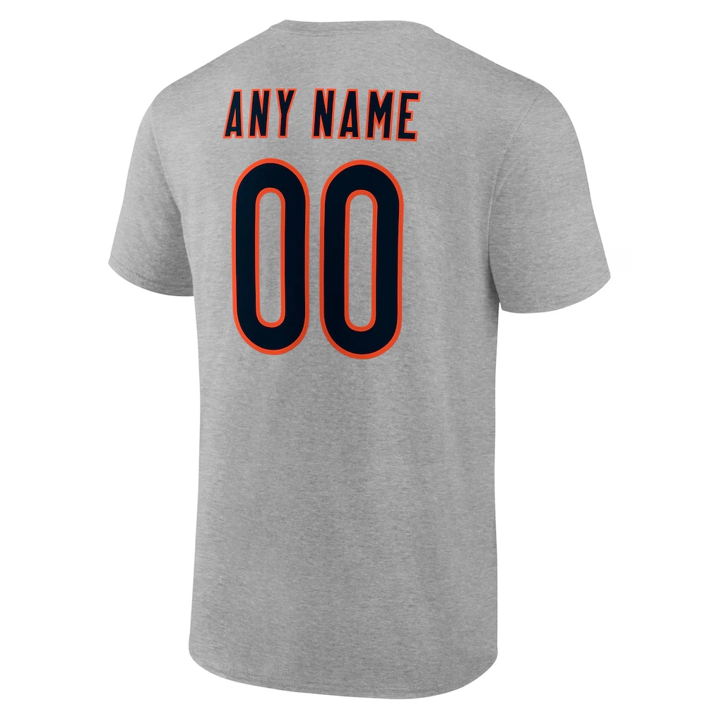 Men's Chicago Bears Heathered Gray Team Authentic Custom T-Shirt