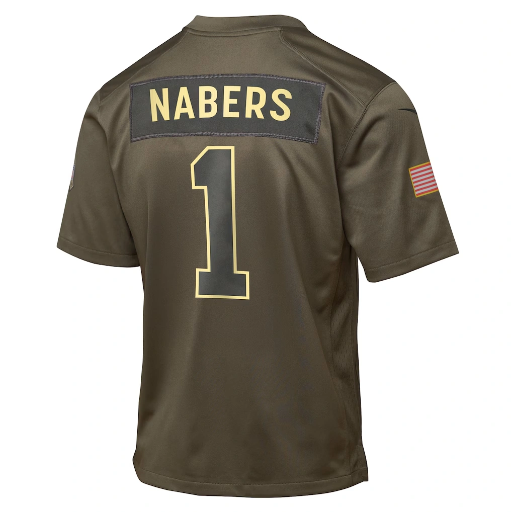 Youth New York Giants Malik Nabers Nike Olive 2025 Salute to Service Game Jersey