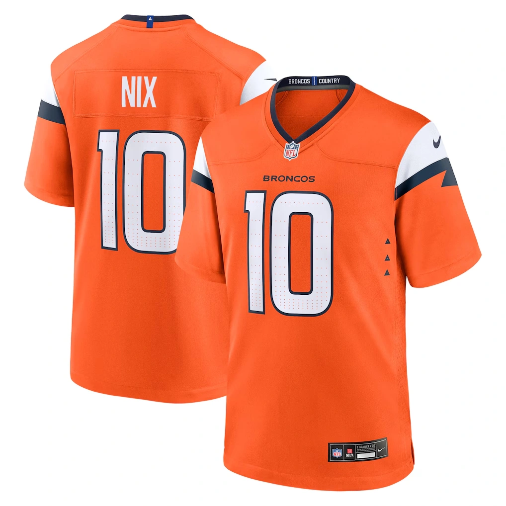 Youth Denver Broncos Bo Nix Nike Orange Game Jersey