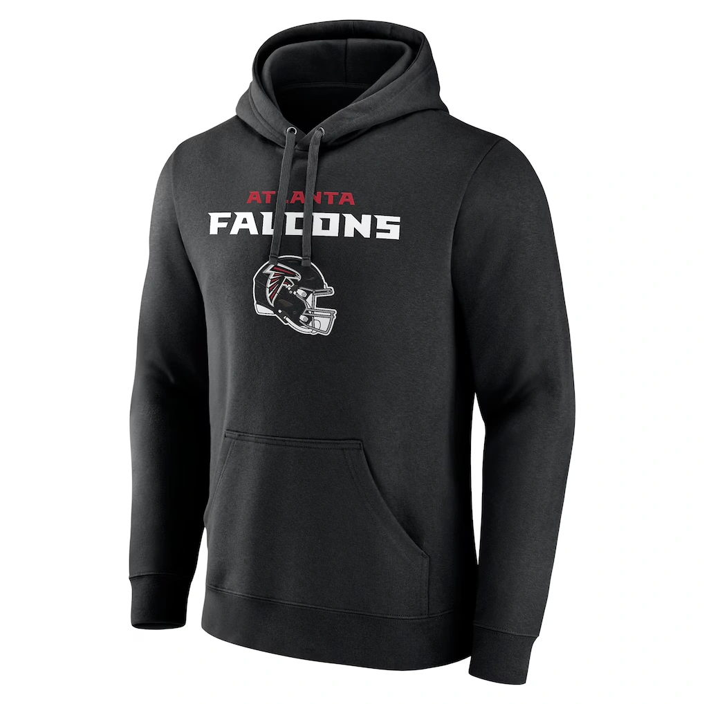 Men's Atlanta Falcons Black Personalized Name & Number Team Wordmark Pullover Hoodie