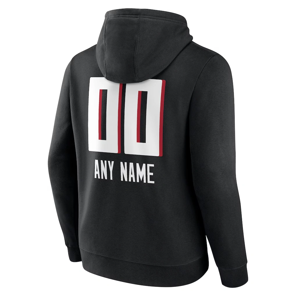 Men's Atlanta Falcons Black Personalized Name & Number Team Wordmark Pullover Hoodie