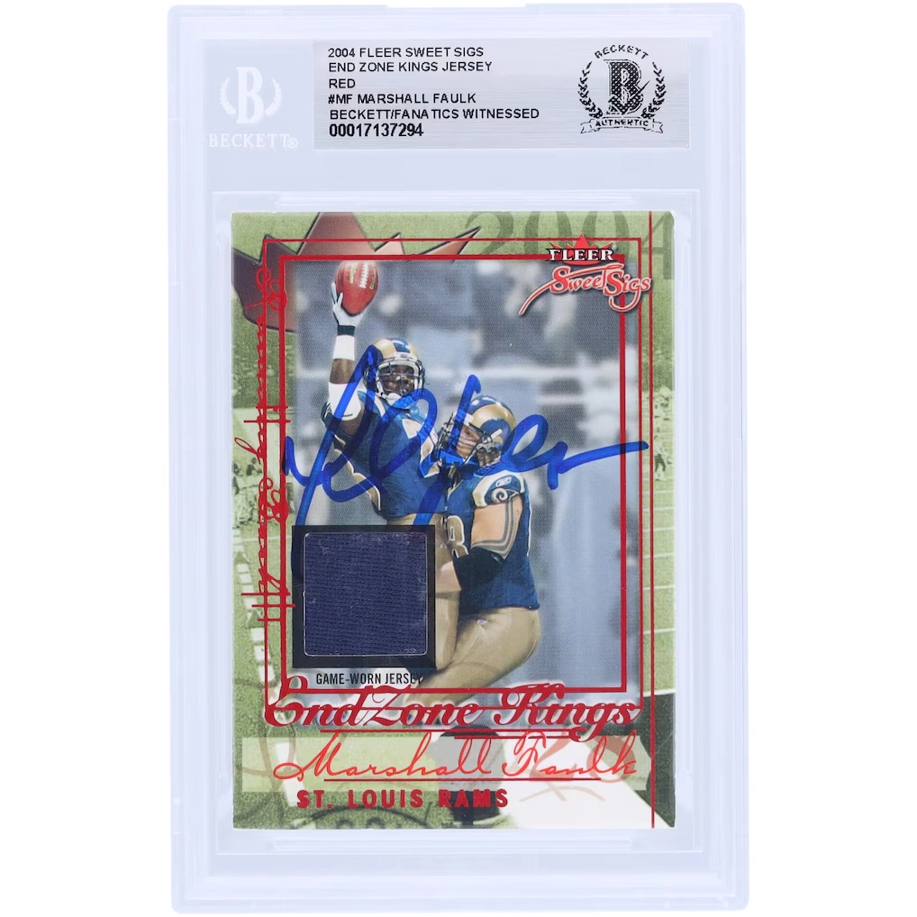 Marshall Faulk St. Louis Rams Autographed 2004 Fleer Sweet Sigs End Zone Kings Relic #EZK-MF Beckett Fanatics Witnessed Authenticated Card