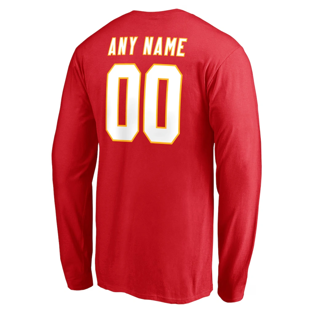 Men's Kansas City Chiefs Red Team Authentic Personalized Name & Number Long Sleeve T-Shirt