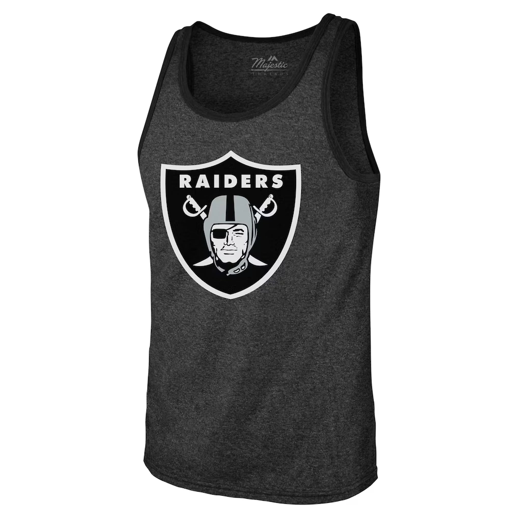 Men's Las Vegas Raiders Maxx Crosby Majestic Threads Black Tri-Blend Player Name & Number Tank Top