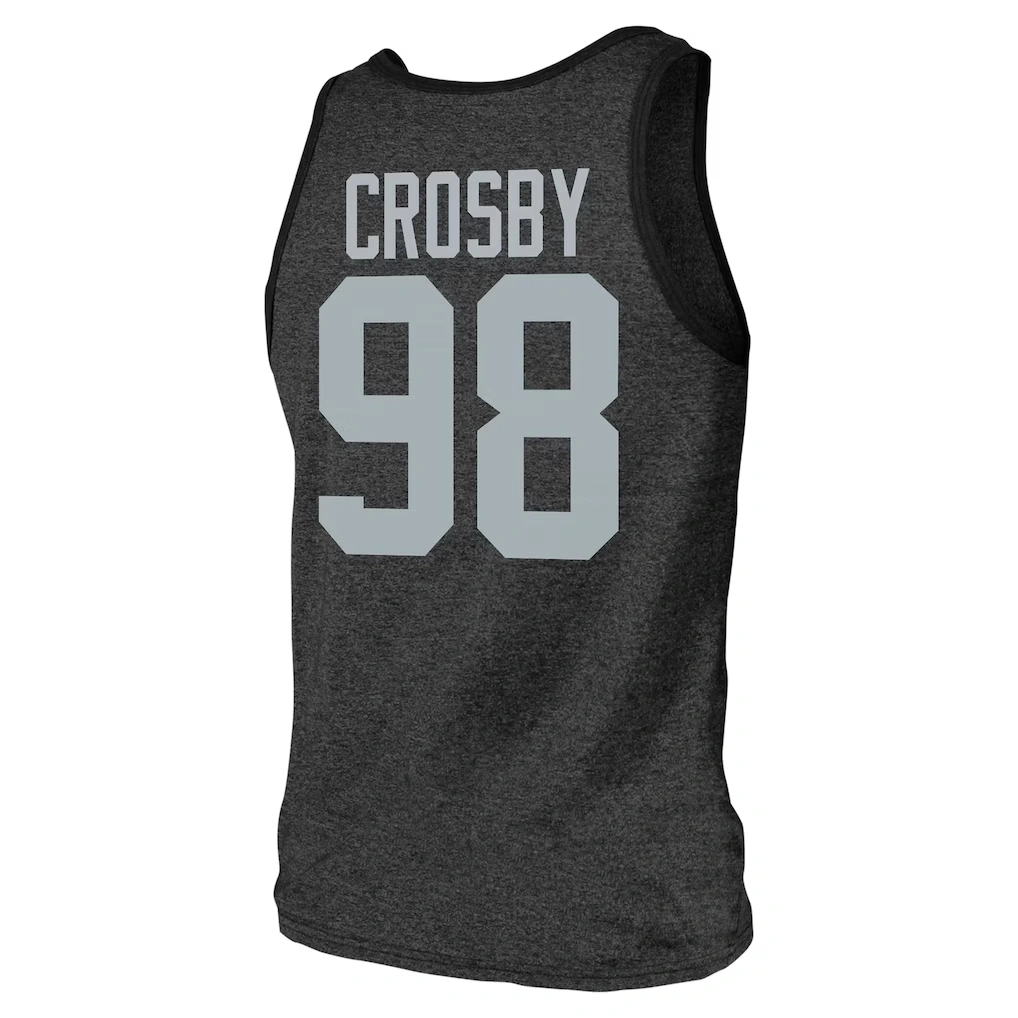 Men's Las Vegas Raiders Maxx Crosby Majestic Threads Black Tri-Blend Player Name & Number Tank Top