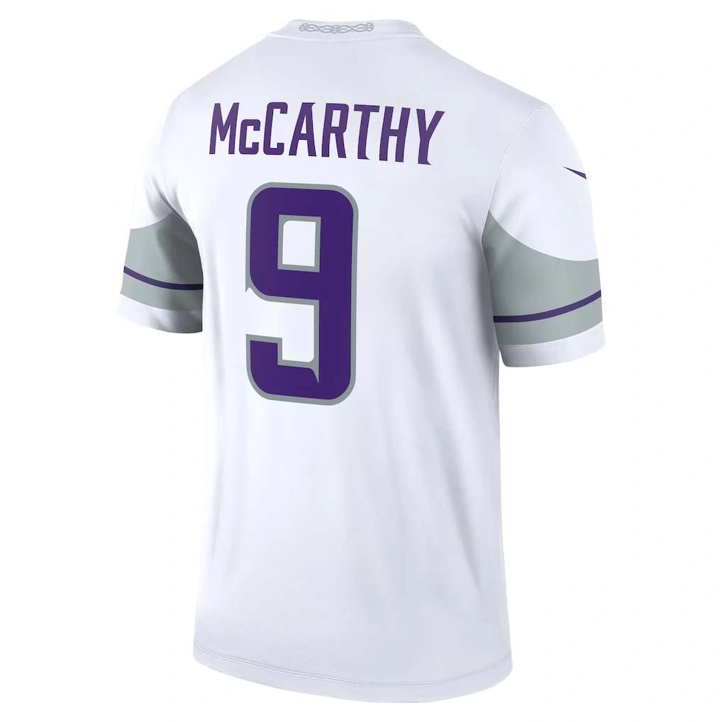 Men's Minnesota Vikings J.J. McCarthy Nike White Legend Player Performance Top