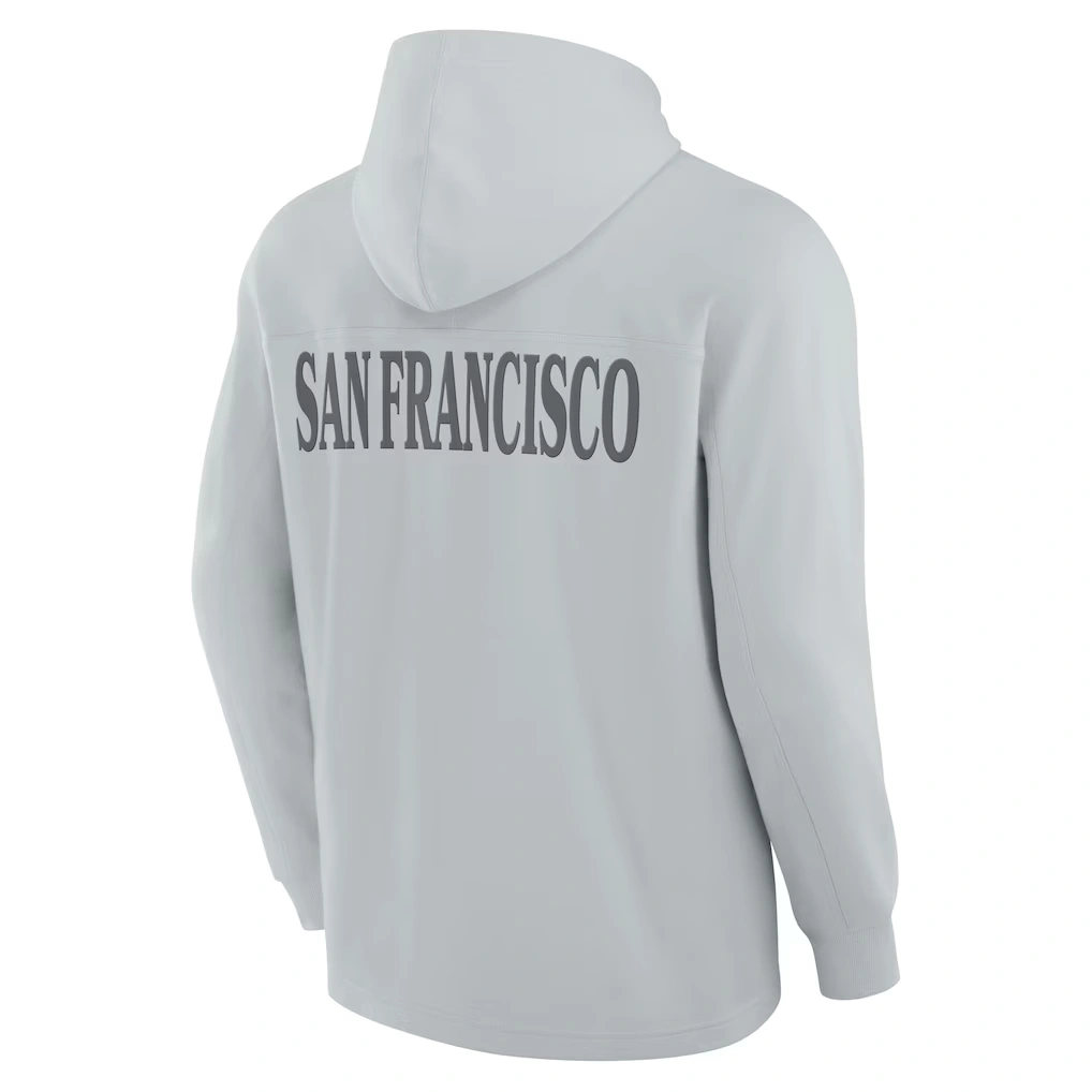 Men's San Francisco 49ers Fanatics Gray Elements Blaze Tri-Blend Long Sleeve Hoodie T-Shirt