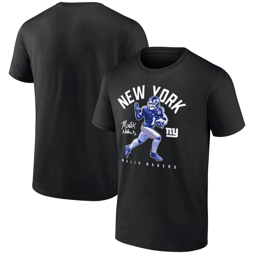 Men's New York Giants Malik Nabers Black Stiff Arm T-Shirt