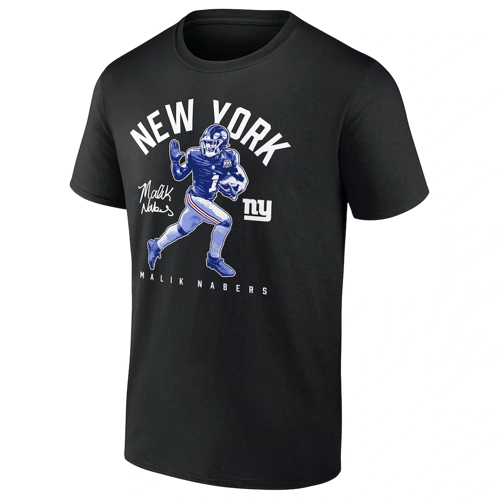 Men's New York Giants Malik Nabers Black Stiff Arm T-Shirt