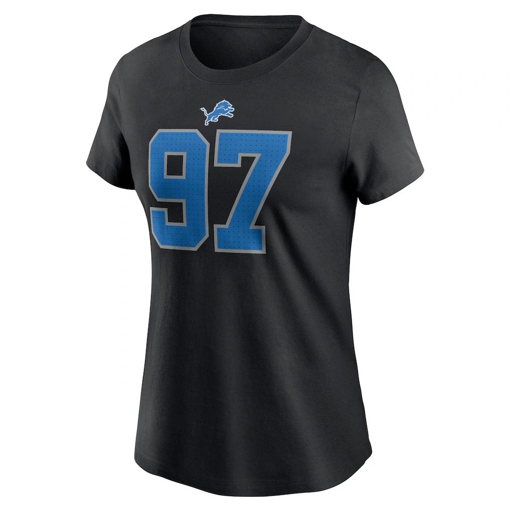 Women's Detroit Lions Aidan Hutchinson Nike Black Player Name & Number T-Shirt