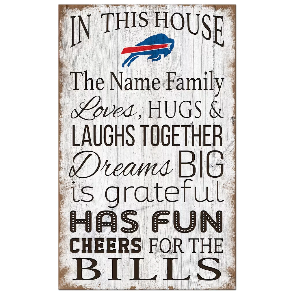 Buffalo Bills Personalized 11" x 19" In This House Sign