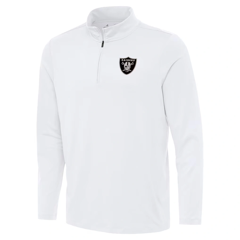 Men's Las Vegas Raiders Antigua White Reprocess Quarter-Zip Top