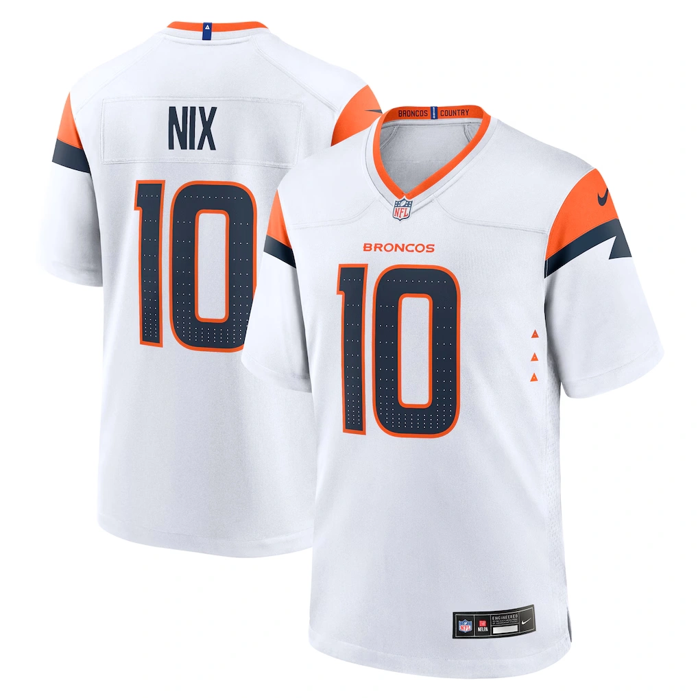 Men's Denver Broncos Bo Nix Nike White Game Jersey