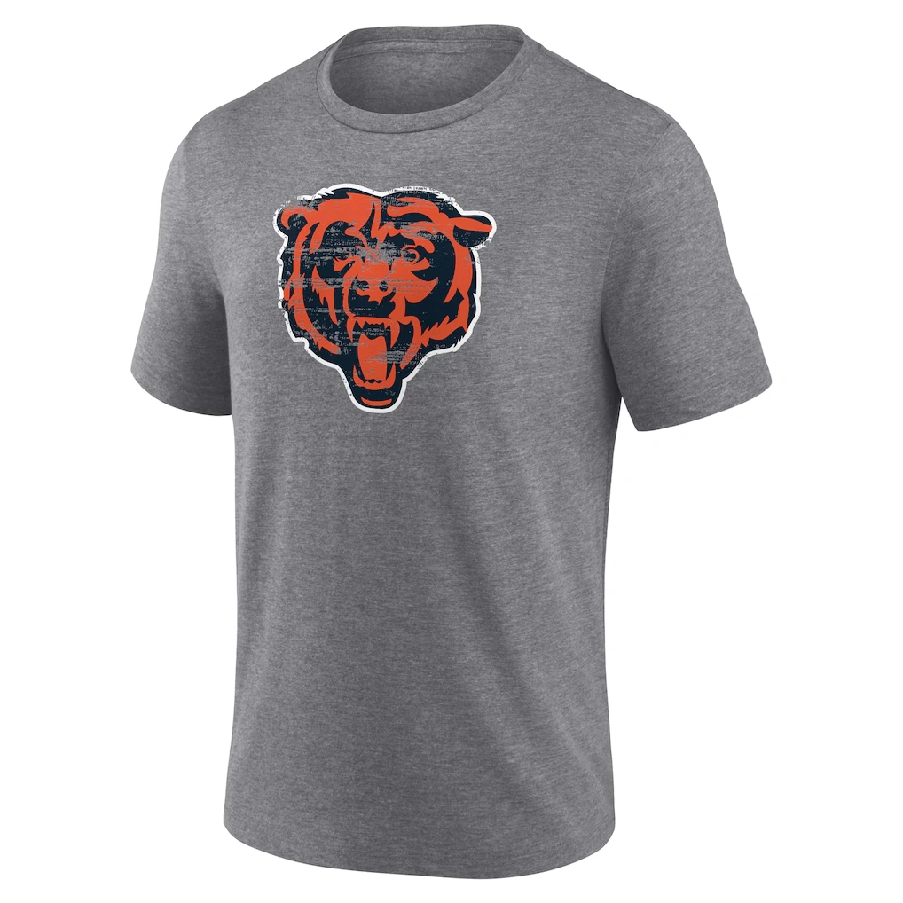 Men's Chicago Bears Gray Heritage Custom Name & Number Tri-Blend T-Shirt