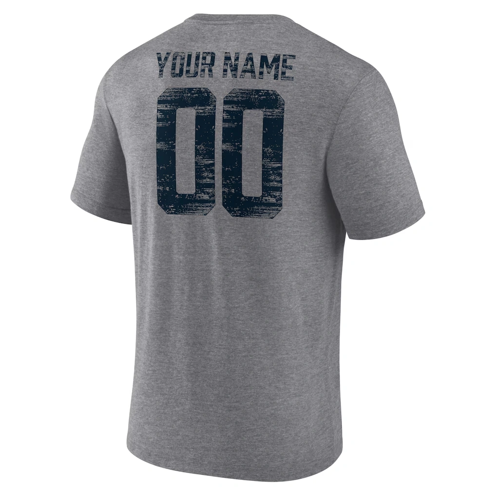 Men's Chicago Bears Gray Heritage Custom Name & Number Tri-Blend T-Shirt
