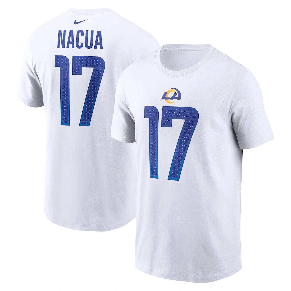 Men's Los Angeles Rams Puka Nacua Nike White Player Name & Number T-Shirt