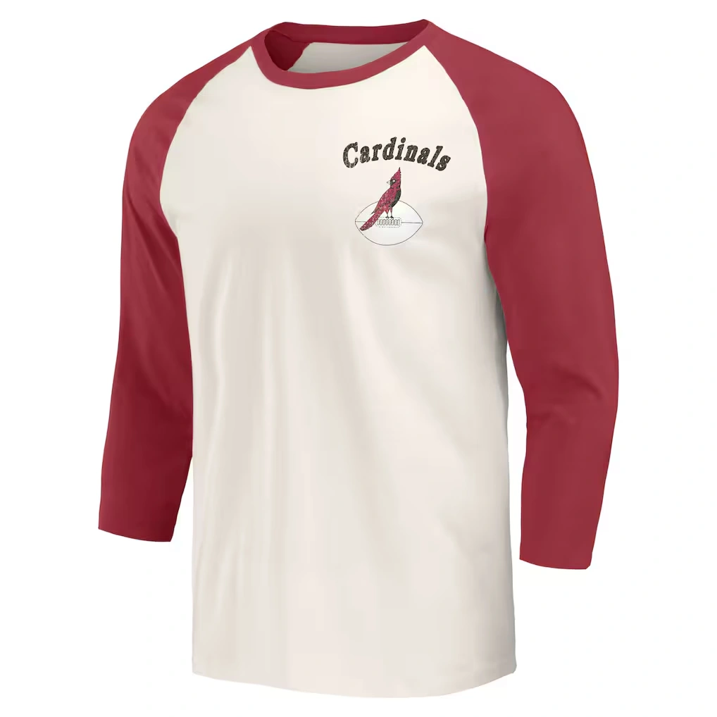 Men's Arizona Cardinals Darius Rucker Collection by Fanatics Cardinal/White Raglan 3/4 Sleeve T-Shirt
