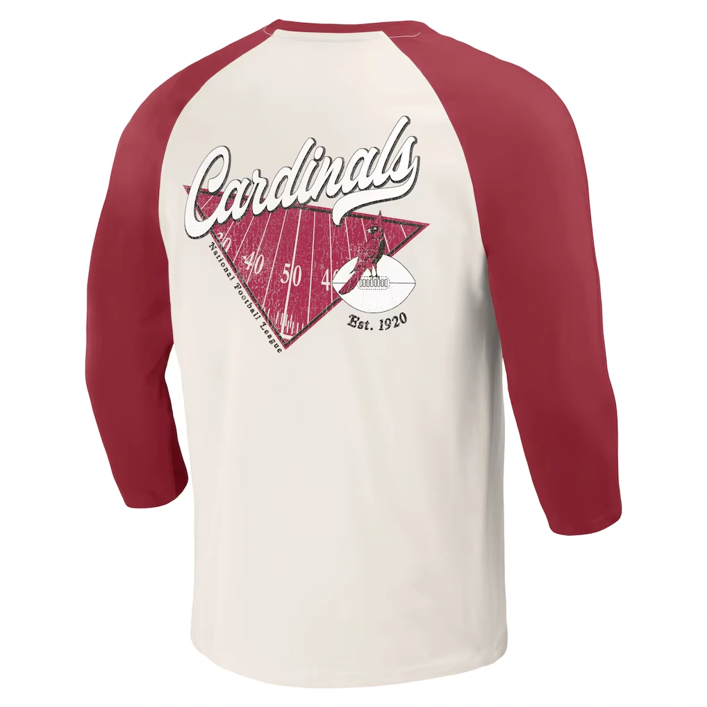 Men's Arizona Cardinals Darius Rucker Collection by Fanatics Cardinal/White Raglan 3/4 Sleeve T-Shirt