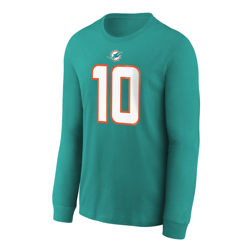 Youth Miami Dolphins Tyreek Hill Nike Aqua Player Name & Number Long Sleeve T-Shirt