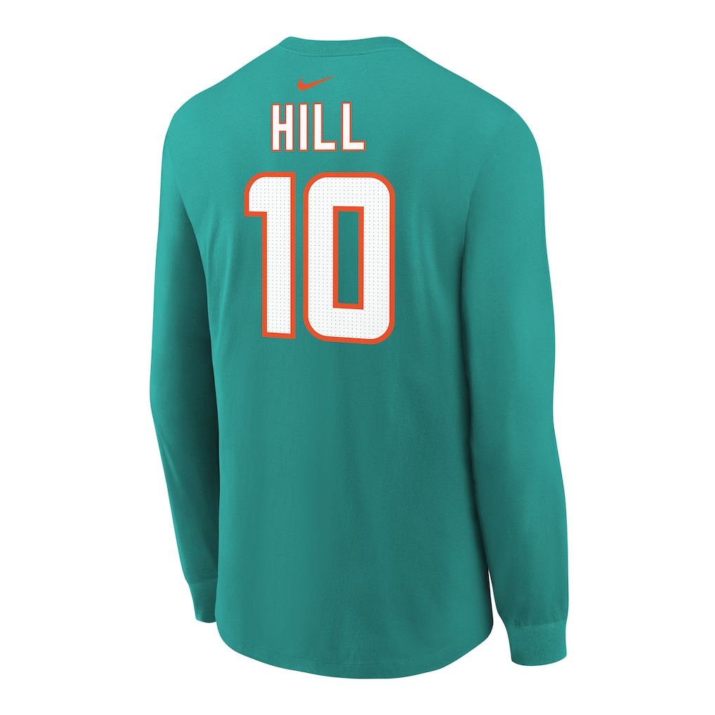 Youth Miami Dolphins Tyreek Hill Nike Aqua Player Name & Number Long Sleeve T-Shirt 3 Youth Miami Dolphins Tyreek Hill Nike Aqua Player Name & Number Long Sleeve T-Shirt