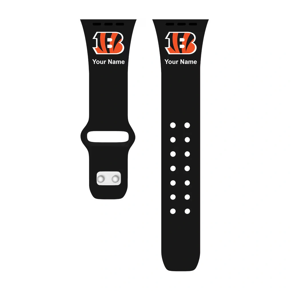 Cincinnati Bengals 38/40/41mm Personalized Silicone Apple Watch Band