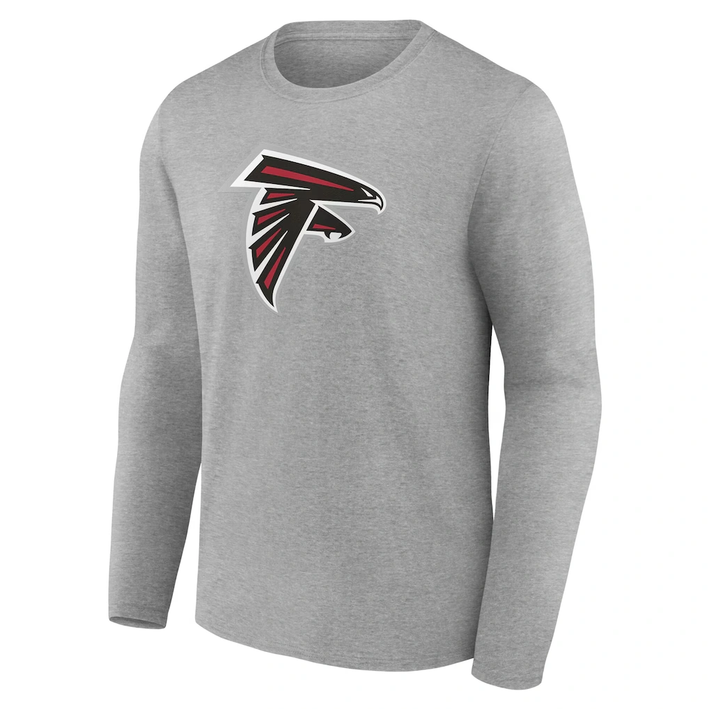 Men's Atlanta Falcons Gray Team Authentic Custom Name & Number Long Sleeve T-Shirt