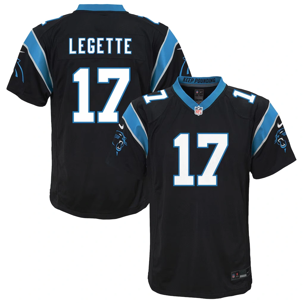 Youth Carolina Panthers Xavier Legette Nike Black Team Game Jersey