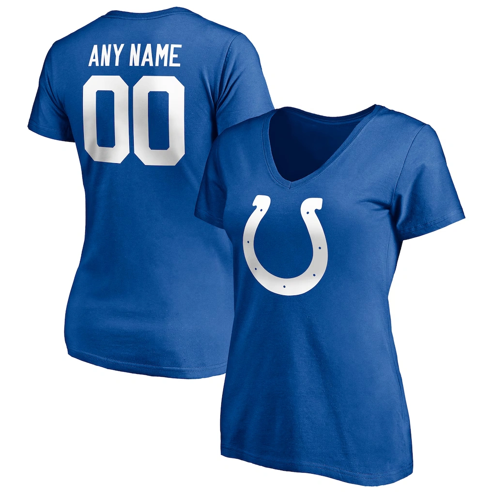 Women's Indianapolis Colts Royal Team Authentic Personalized Name & Number V-Neck T-Shirt