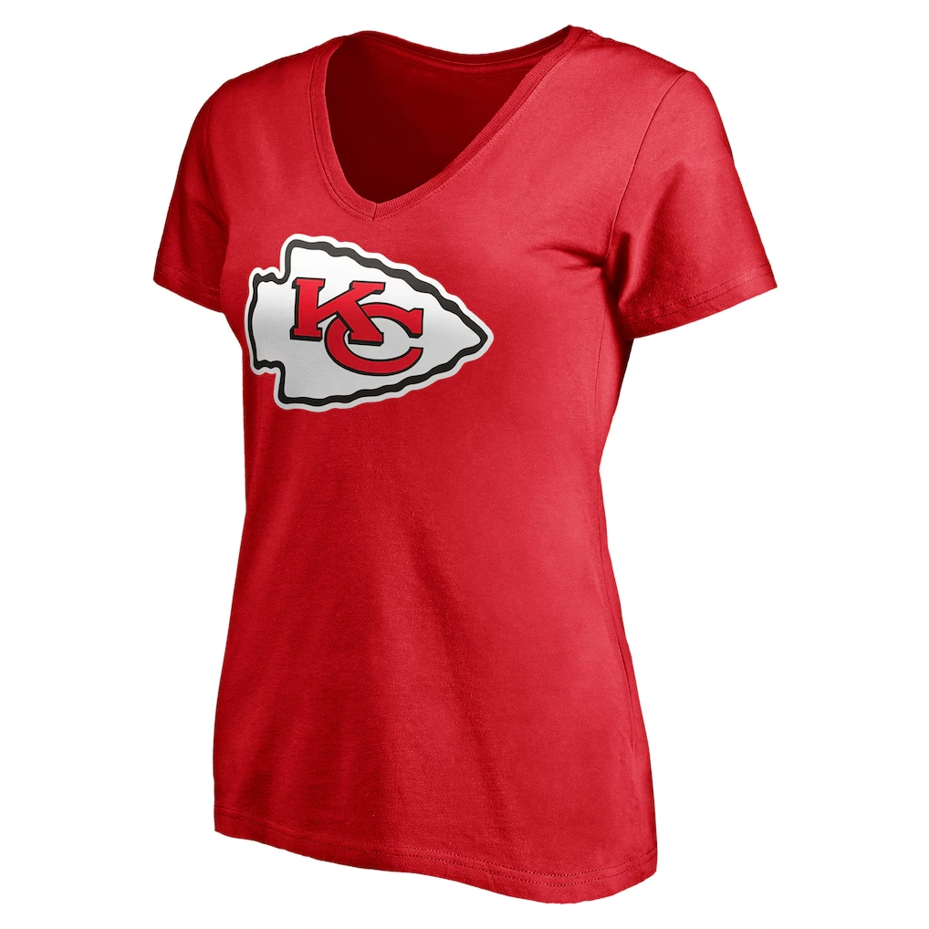 Women's Kansas City Chiefs Red Team Authentic Personalized Name & Number V-Neck T-Shirt