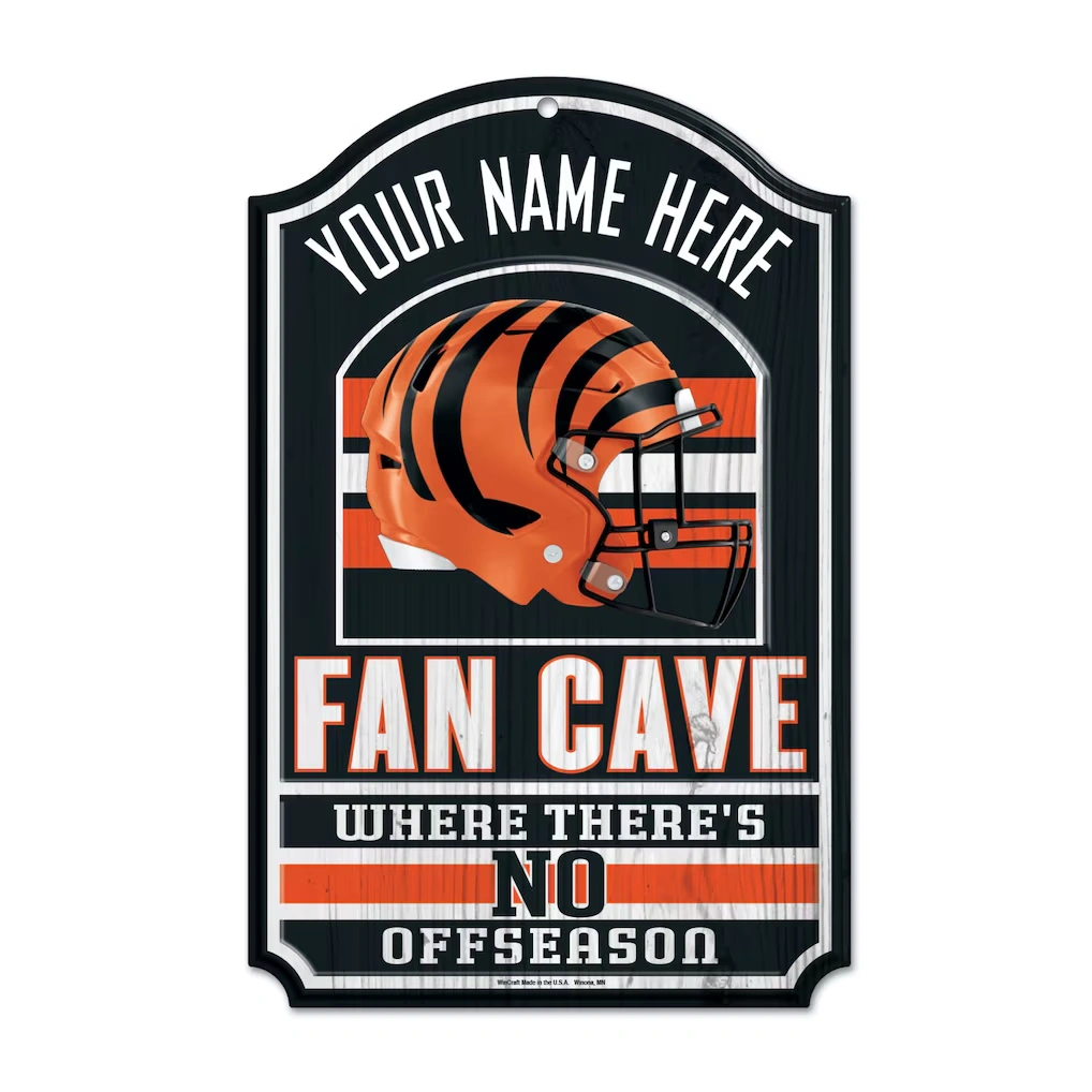 Cincinnati Bengals WinCraft Personalized 11'' x 17'' Fan Cave Wood Sign