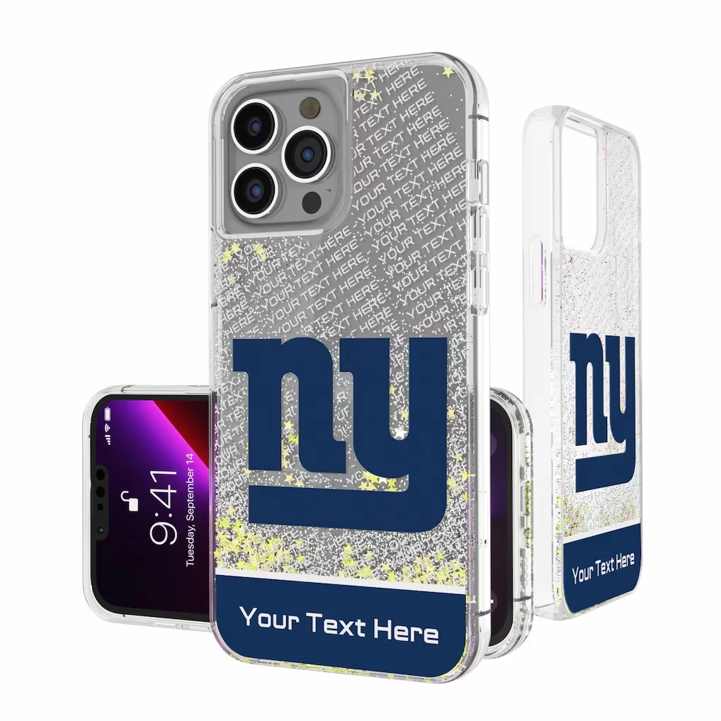 New York Giants Personalized Endzone Plus Design iPhone Glitter Phone Case