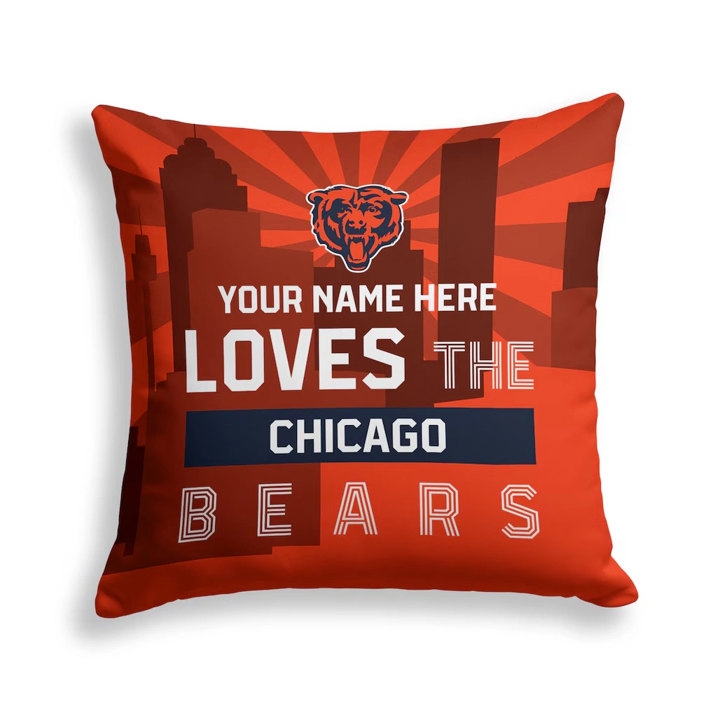 Chicago Bears Pegasus 18" x 18" City Skyline Personalized Decor Pillow