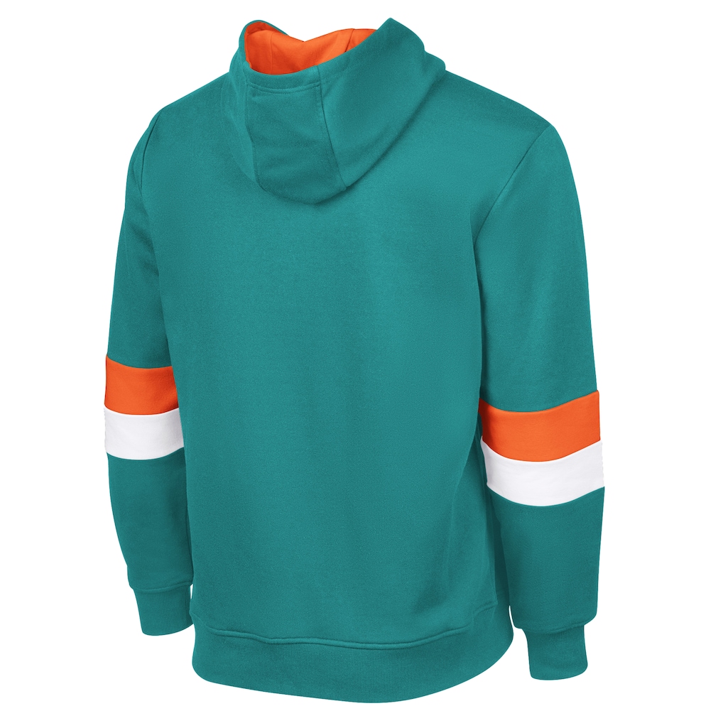 Men's Miami Dolphins G-III Sports by Carl Banks Aqua/Orange Adaptive Faceoff Pullover Hoodie