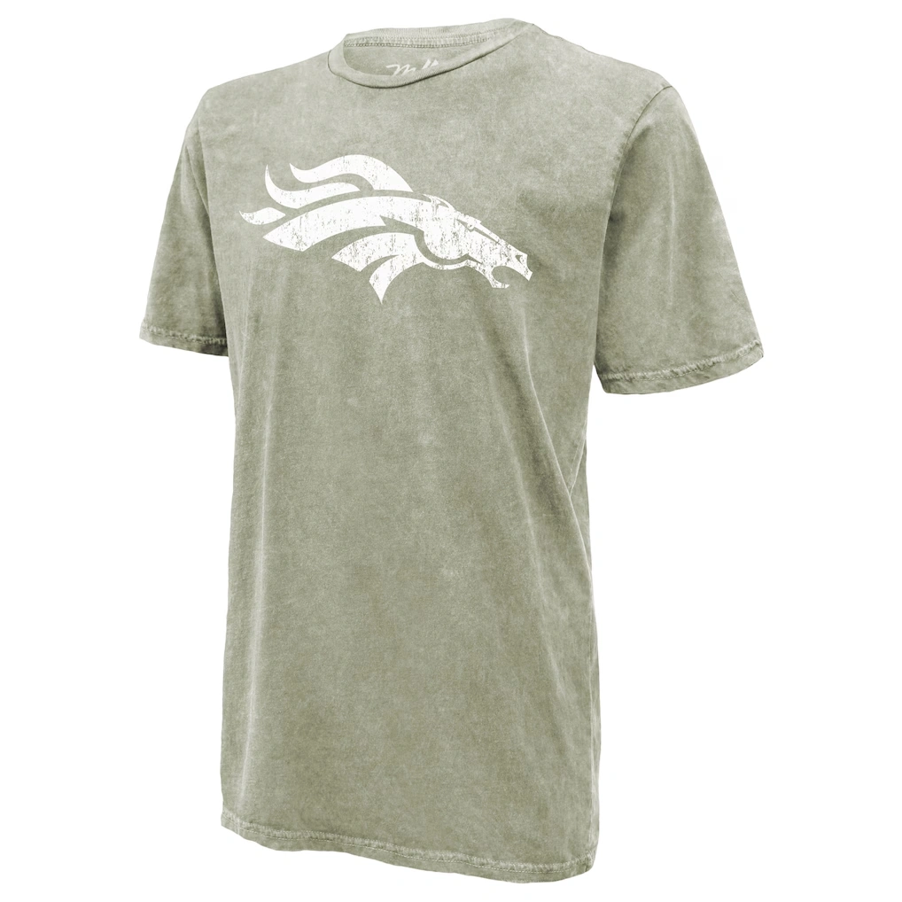 Men's Denver Broncos Bo Nix Majestic Threads Moss Green Mineral Wash Name & Number T-Shirt