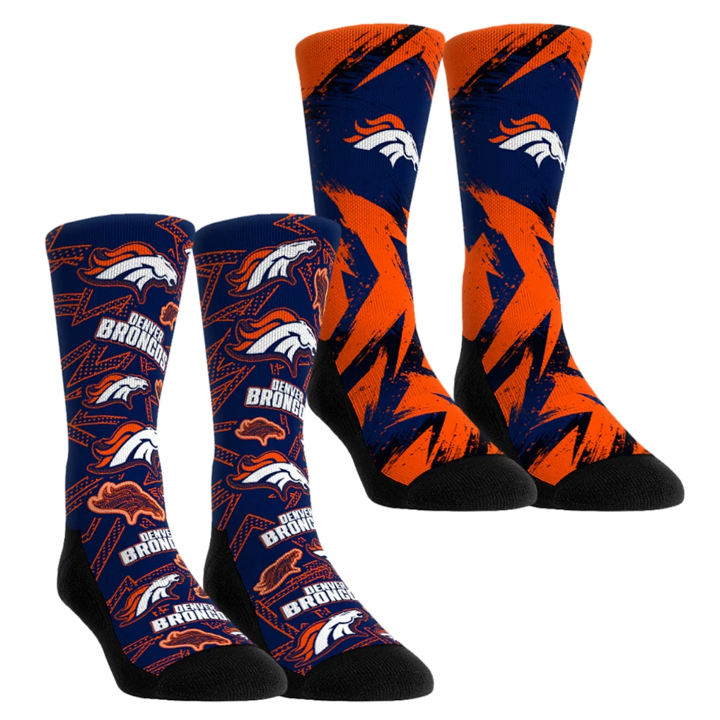 Unisex Denver Broncos Rock Em Socks Gameday Two-Pack Crew Socks Set
