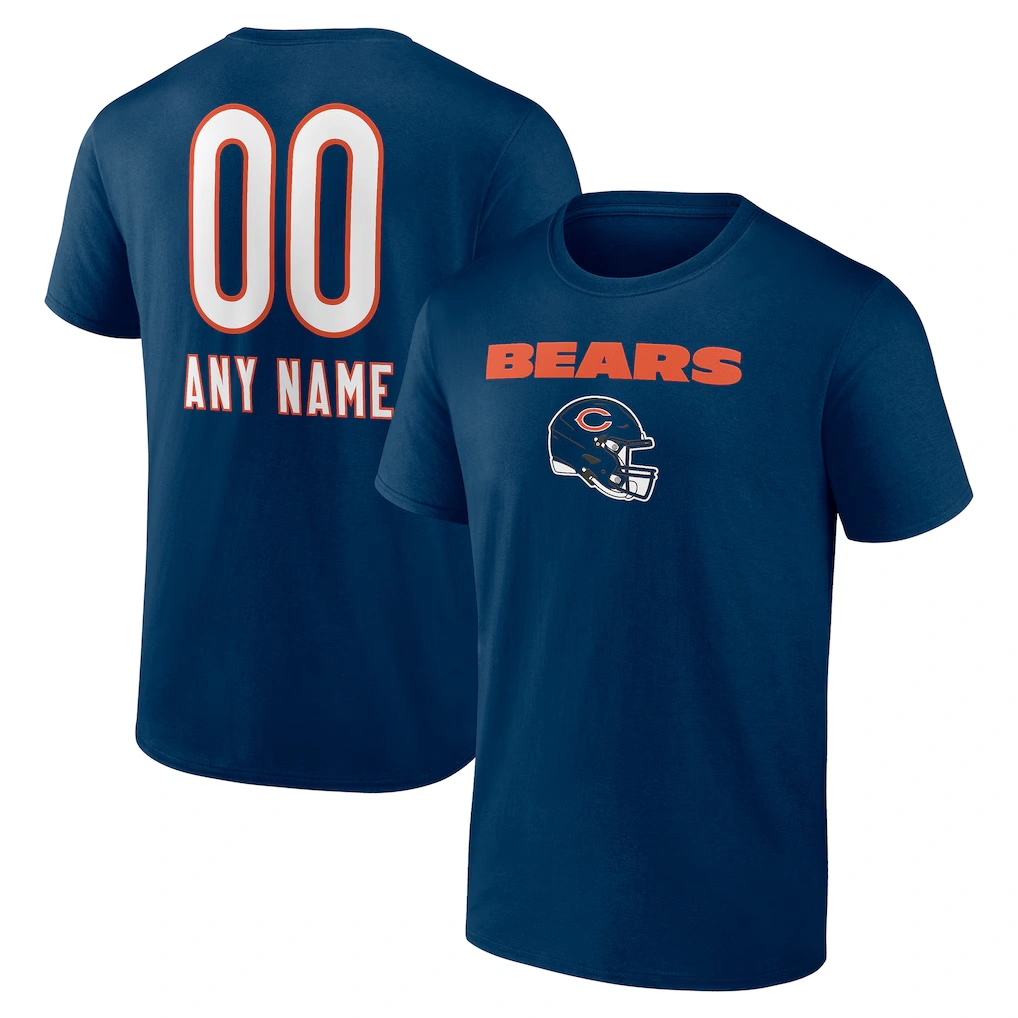 Men's Chicago Bears Navy Personalized Name & Number Team Wordmark T-Shirt