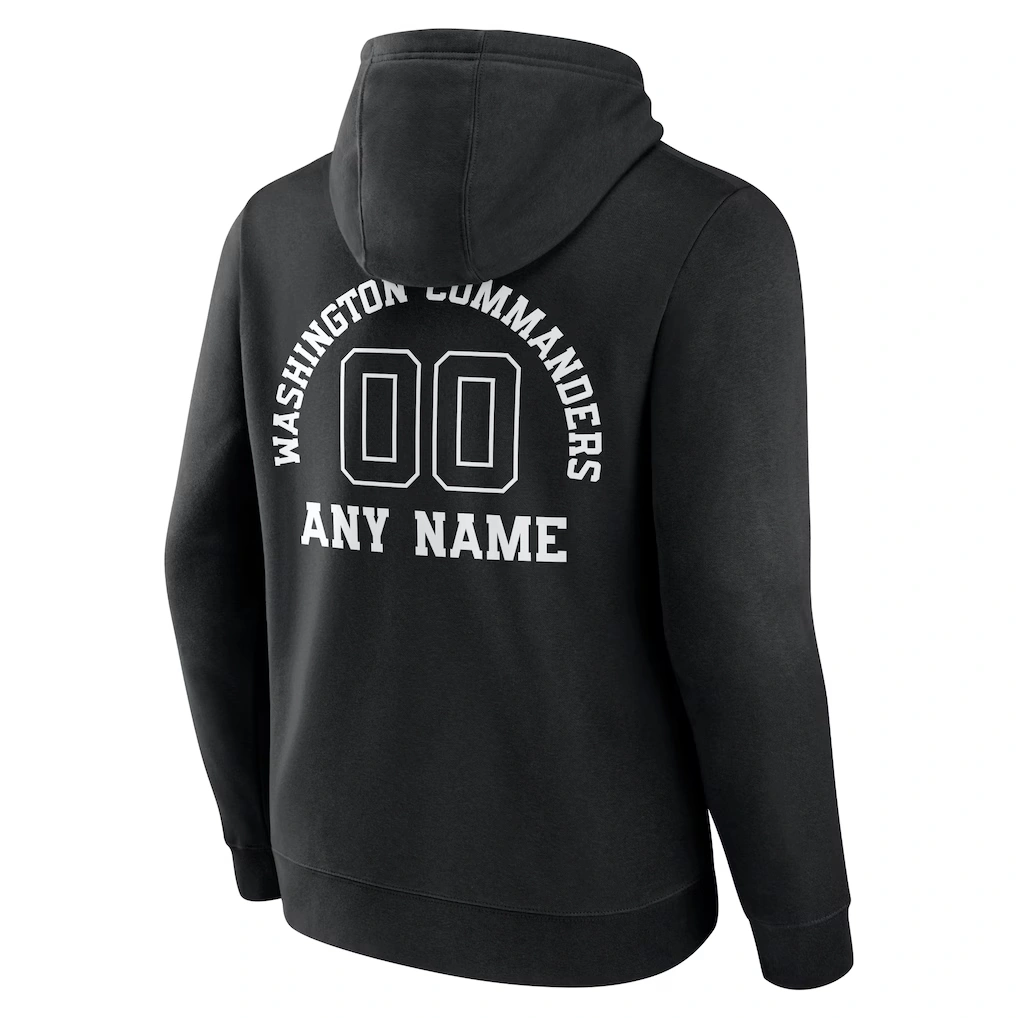 Men's Washington Commanders Black Personalized Name & Number Pullover Hoodie
