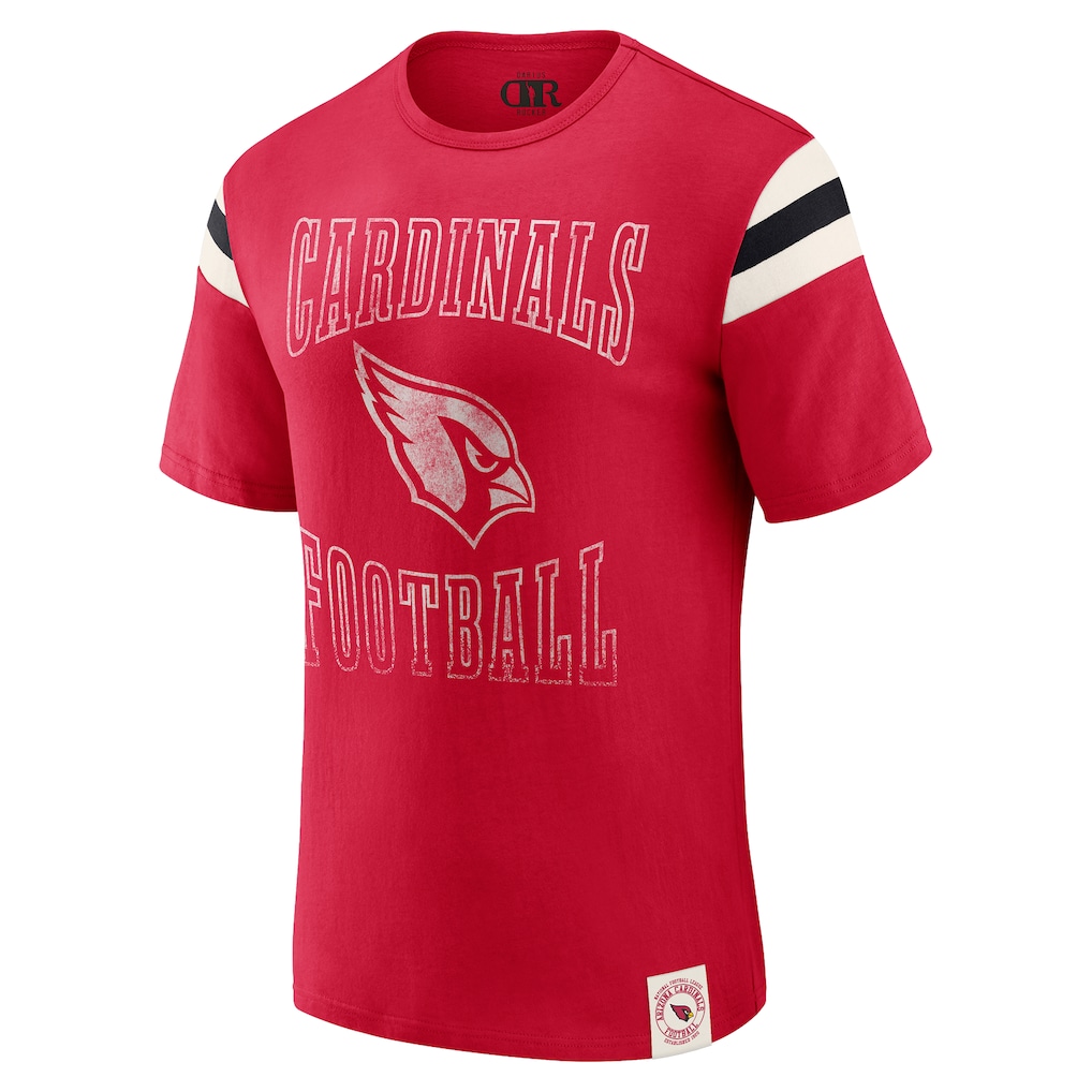 Men's Arizona Cardinals Darius Rucker Collection by Fanatics Cardinal Football Stripe Sleeve T-Shirt