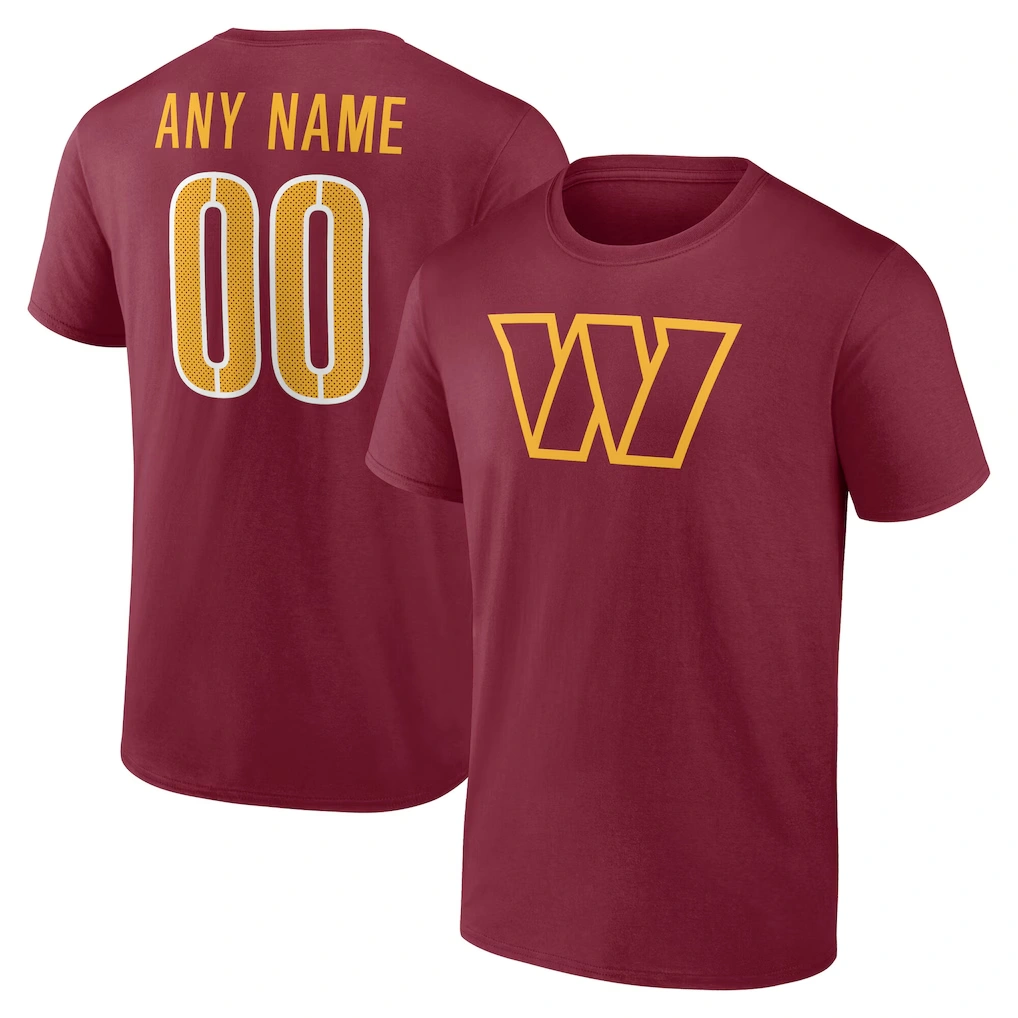 Men's Washington Commanders Burgundy Team Authentic Custom Name & Number T-Shirt