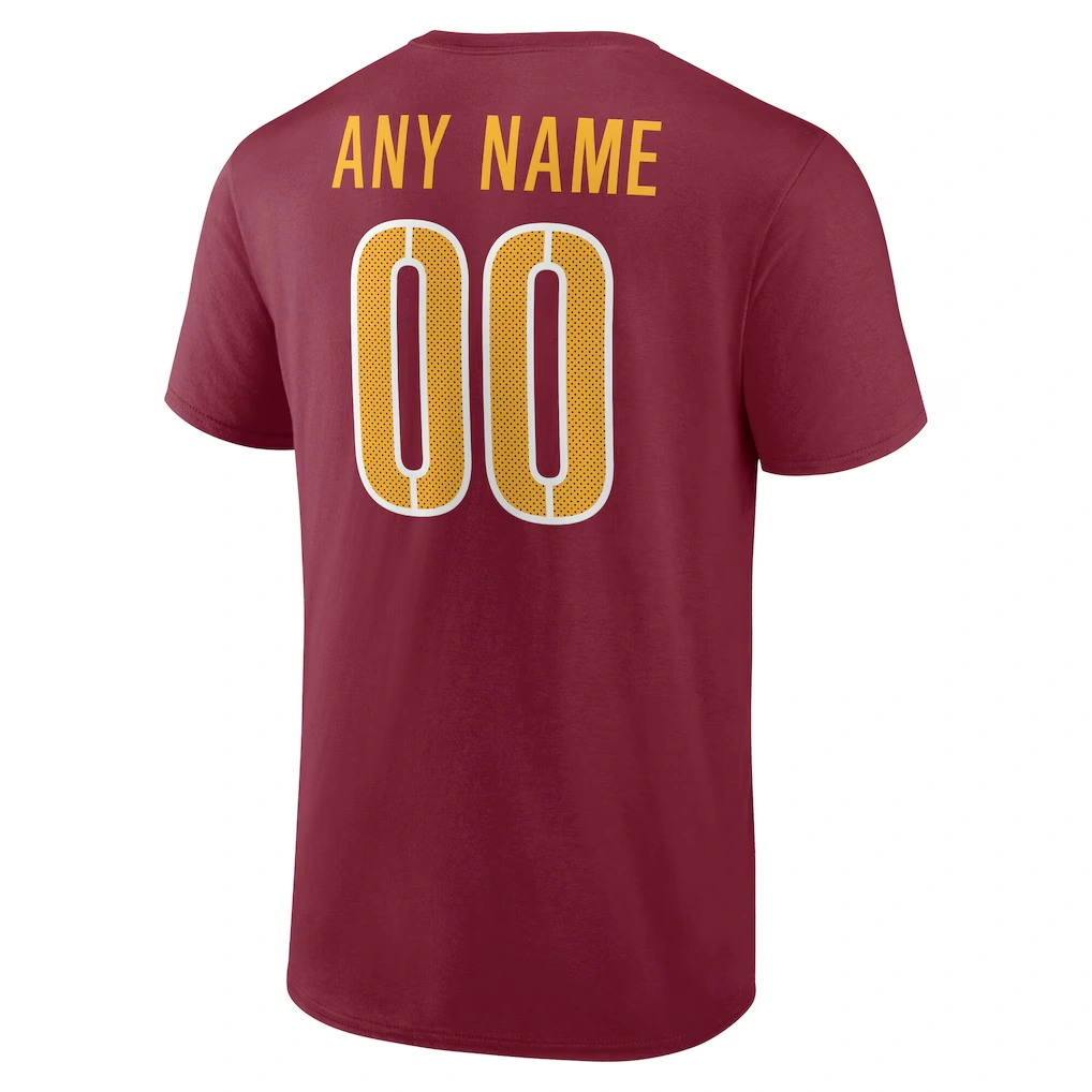 Men's Washington Commanders Burgundy Team Authentic Custom Name & Number T-Shirt