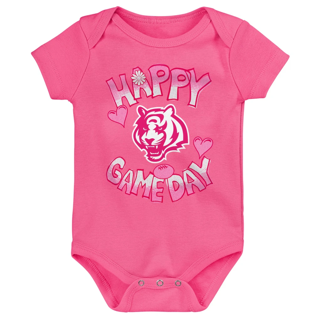 Newborn Cincinnati Bengals Pink Happy Gameday Bodysuit