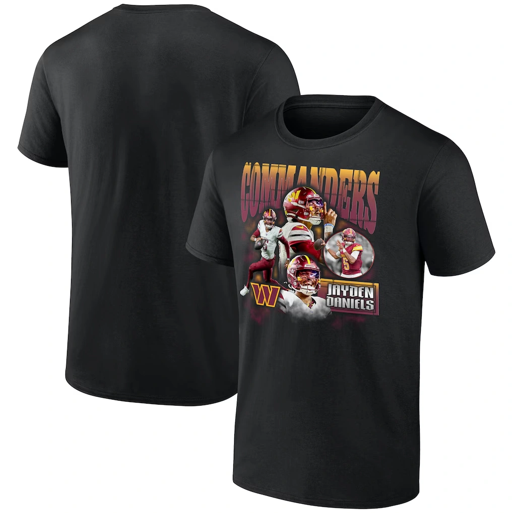 Men's Washington Commanders Jayden Daniels Black Notorious T-Shirt