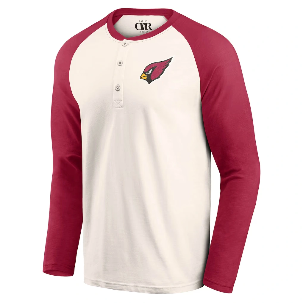 Men's Arizona Cardinals Darius Rucker Collection by Fanatics Cream/Cardinal Raglan Henley T-Shirt