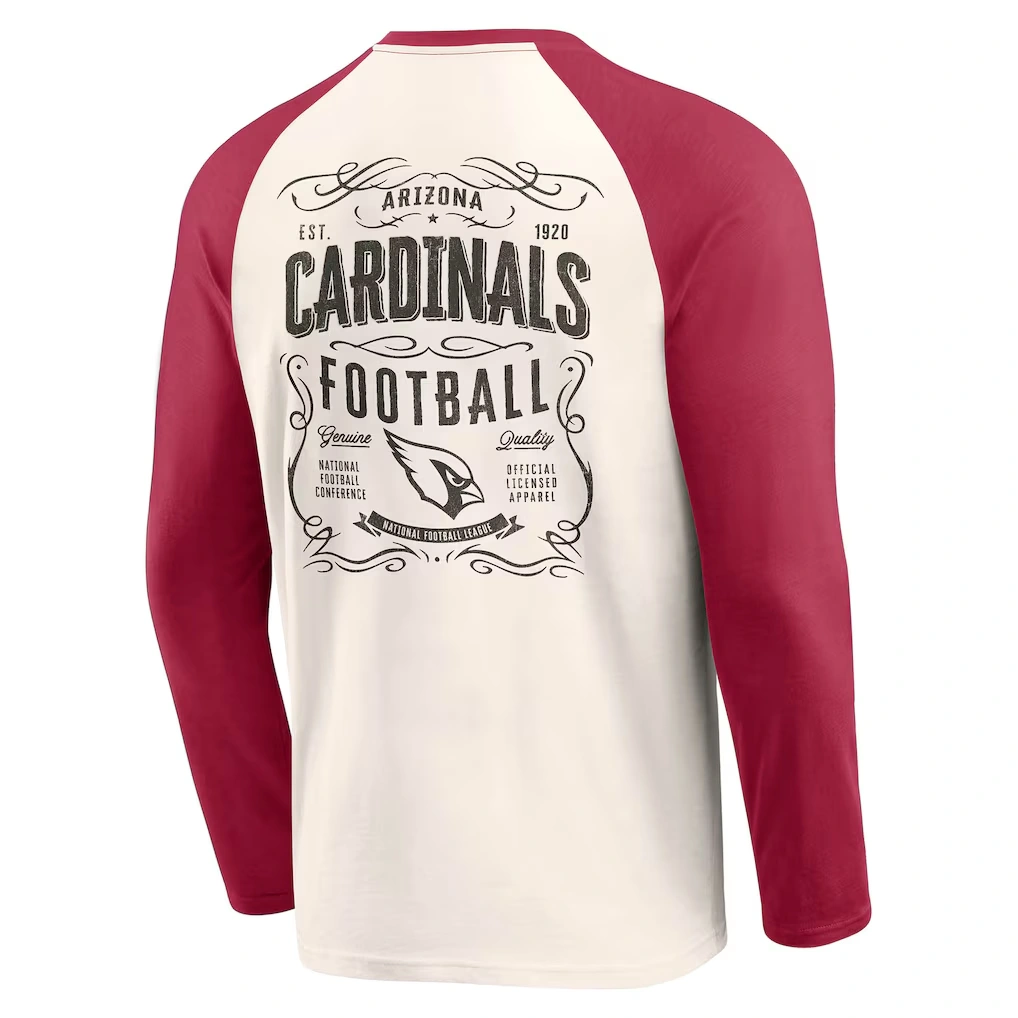 Men's Arizona Cardinals Darius Rucker Collection by Fanatics Cream/Cardinal Raglan Henley T-Shirt