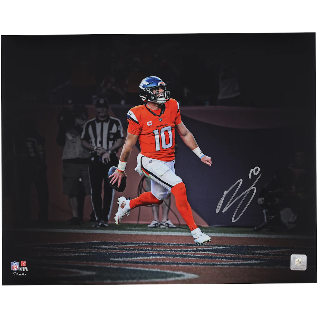 Bo Nix Denver Broncos Autographed Fanatics Authentic 16" x 20" Touchdown Celebration Spotlight Photograph
