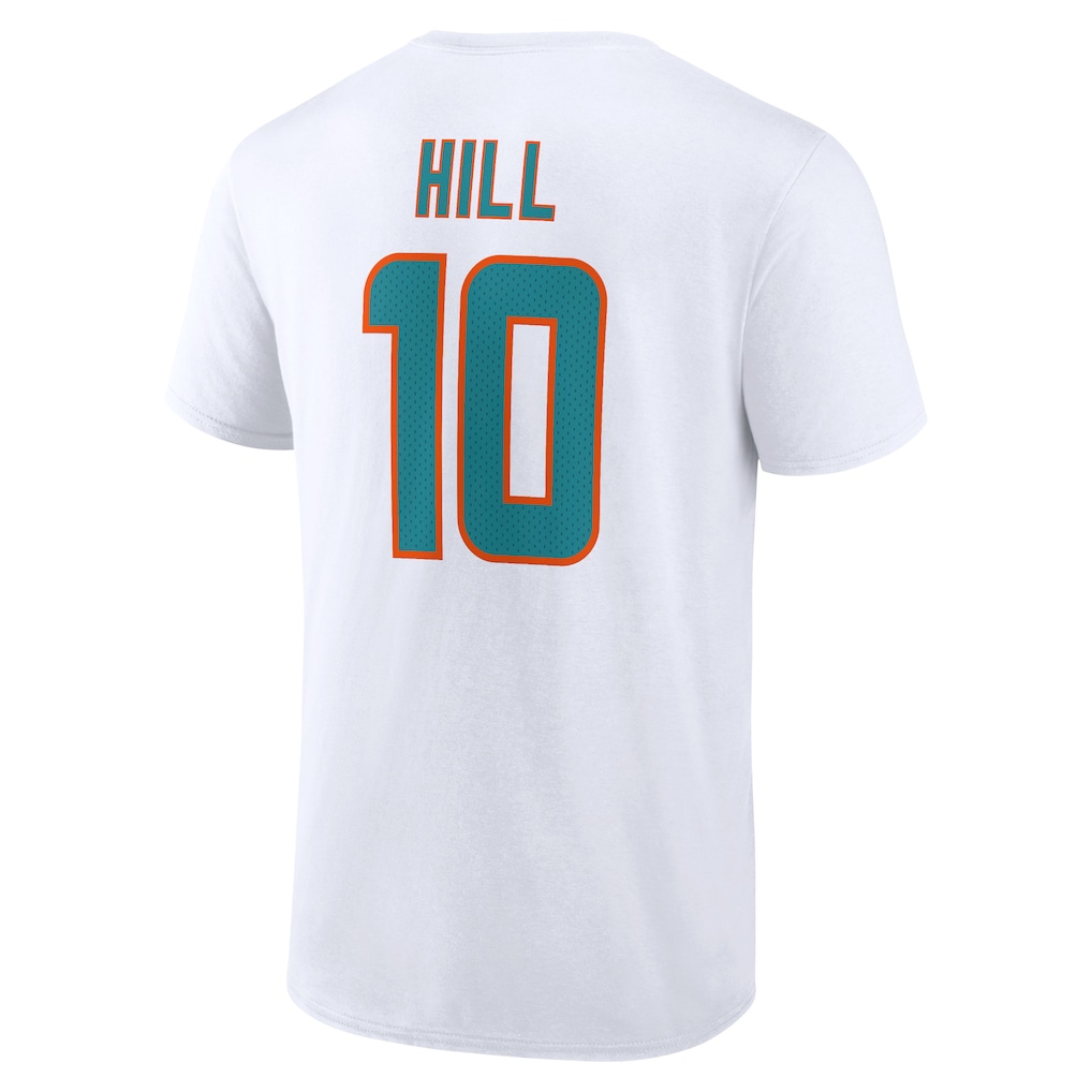 Men's Miami Dolphins Tyreek Hill White Icon Player Name & Number T-Shirt