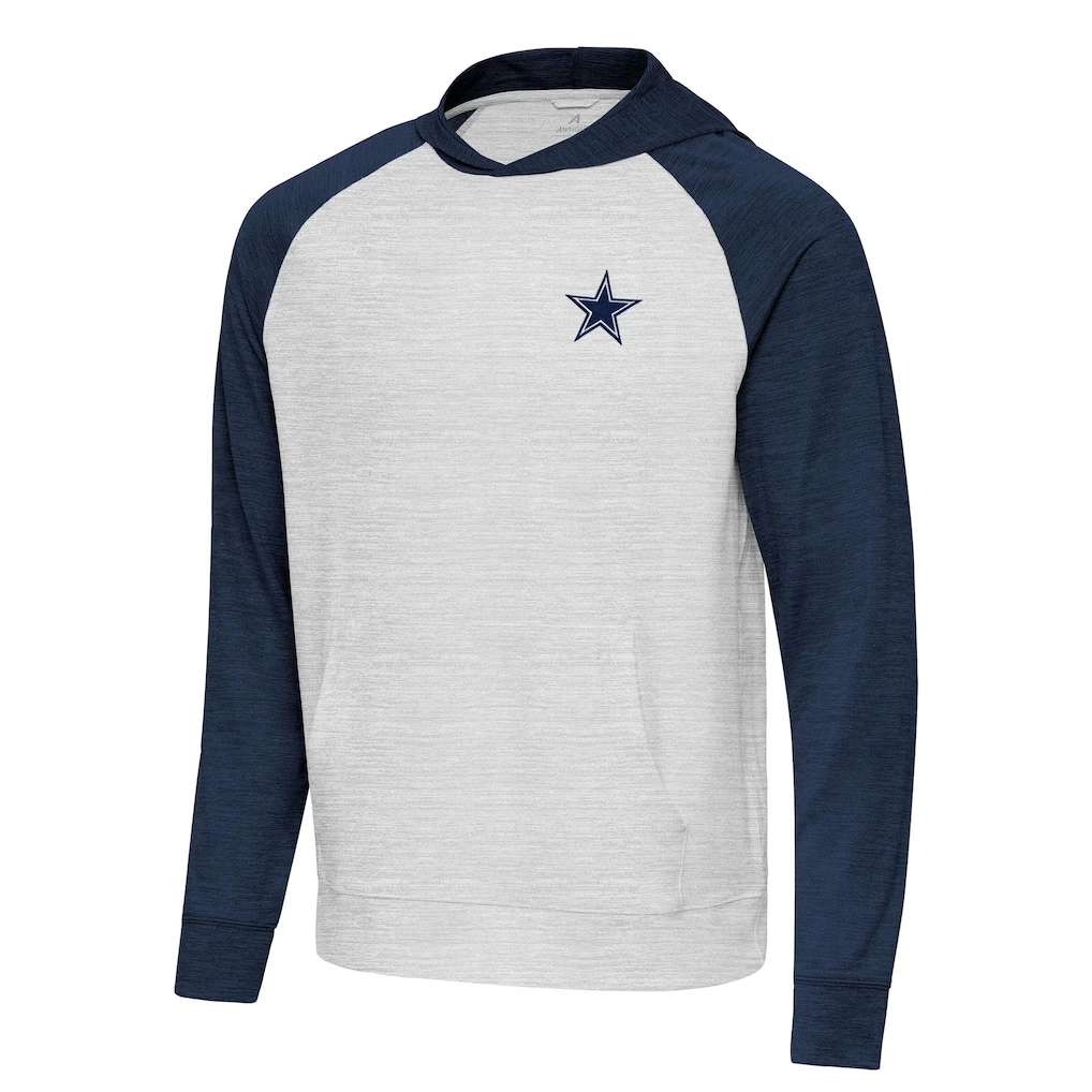 Men's Dallas Cowboys Antigua Heather Gray/Navy Urgent Pullover Hoodie