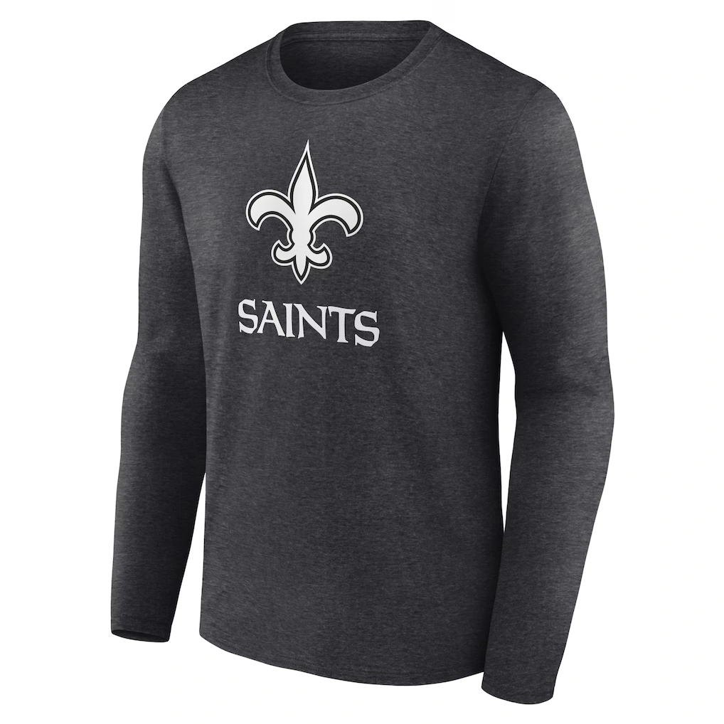 Men's New Orleans Saints Charcoal Personalized Name & Number Monochrome Long Sleeve T-Shirt