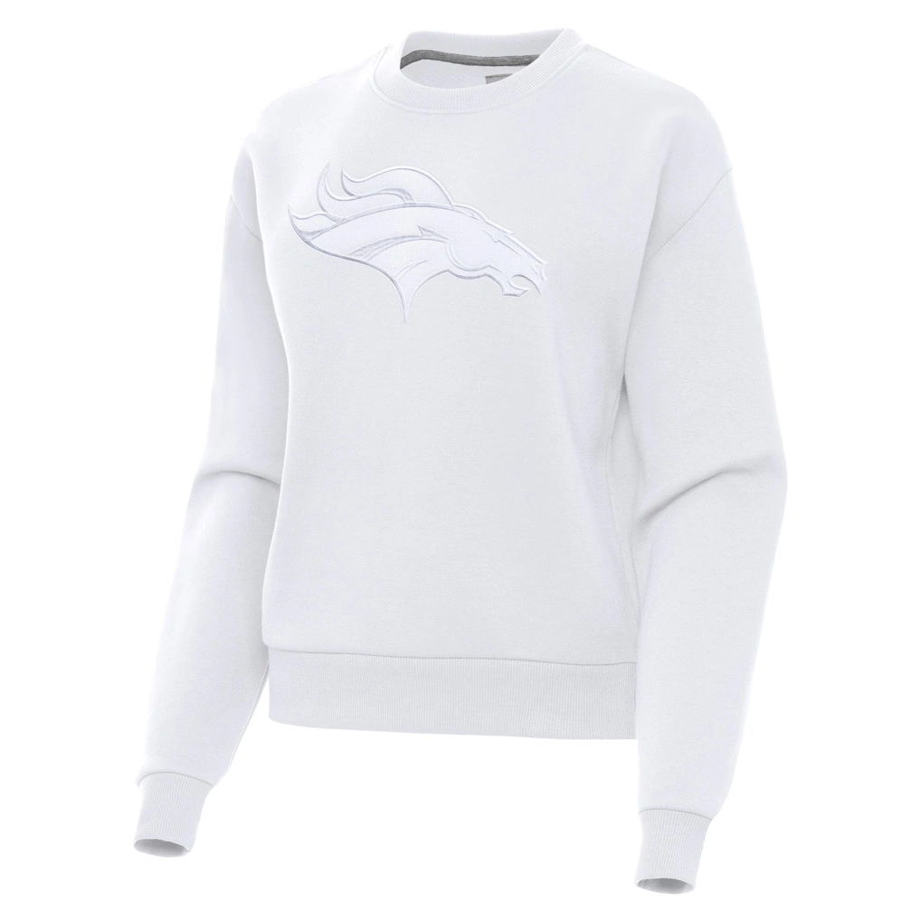 Women's Denver Broncos Antigua White Victory Pullover Sweatshirt